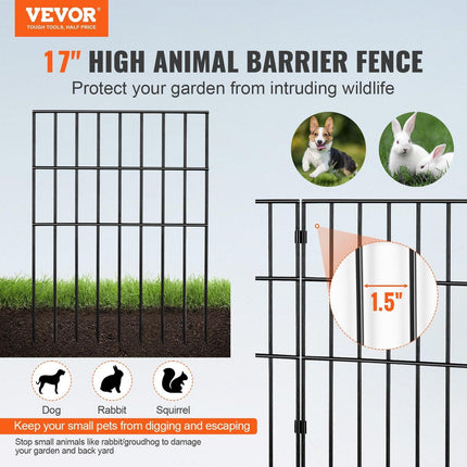 Garden Fence, No Dig Fence 44(H)x33(L)cm Animal Barrier Fence, Underground Decorative Garden Fencing with 3.81 cm Spike Spacing, Metal Dog Fence for the Yard and Outdoor Patio, 28 Pack.