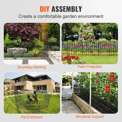 Garden Fence, No Dig Fence 44(H)x33(L)cm Animal Barrier Fence, Underground Decorative Garden Fencing with 3.81 cm Spike Spacing, Metal Dog Fence for the Yard and Outdoor Patio, 28 Pack.