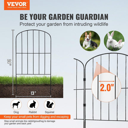Garden Fence, No Dig Fence 61 x 33 cm Animal Barrier Fence, Underground Decorative Garden Fencing with 5.08 cm Spike Spacing, Metal Dog Fence for the Yard and Outdoor Patio, 28 Pack.