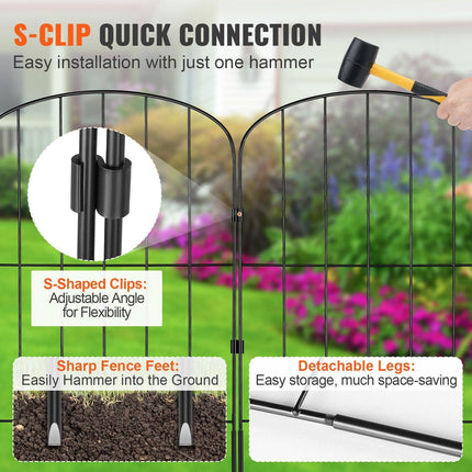 Garden Fence, No Dig Fence 61 x 33 cm Animal Barrier Fence, Underground Decorative Garden Fencing with 5.08 cm Spike Spacing, Metal Dog Fence for the Yard and Outdoor Patio, 28 Pack.