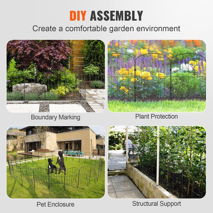 Garden Fence, No Dig Fence 61 x 33 cm Animal Barrier Fence, Underground Decorative Garden Fencing with 5.08 cm Spike Spacing, Metal Dog Fence for the Yard and Outdoor Patio, 28 Pack.