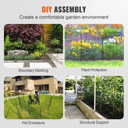 Garden Fence, No Dig Fence 61 x 33 cm Animal Barrier Fence, Underground Decorative Garden Fencing with 5.08 cm Spike Spacing, Metal Dog Fence for the Yard and Outdoor Patio, 10 Pack.