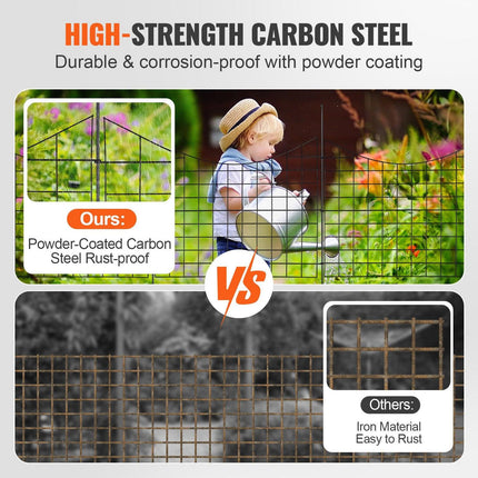 Garden Fence, 75×93 cm Animal Barrier Fence, Underground Decorative Garden Fencing with 6.38 cm Spike Spacing, Metal Dog Fence for the Yard and Outdoor Patio, 5 Pack.