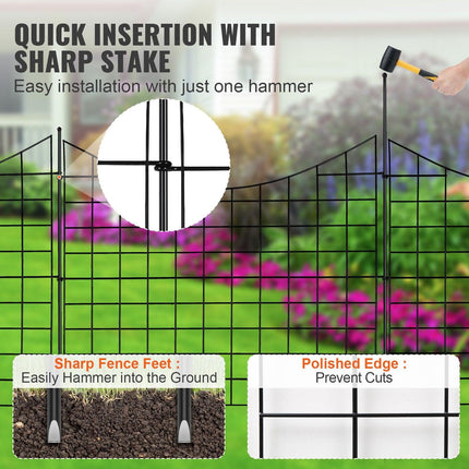 Garden Fence, 75×93 cm Animal Barrier Fence, Underground Decorative Garden Fencing with 6.38 cm Spike Spacing, Metal Dog Fence for the Yard and Outdoor Patio, 5 Pack.