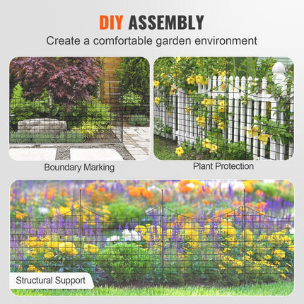 Garden Fence, 75×93 cm Animal Barrier Fence, Underground Decorative Garden Fencing with 6.38 cm Spike Spacing, Metal Dog Fence for the Yard and Outdoor Patio, 5 Pack.