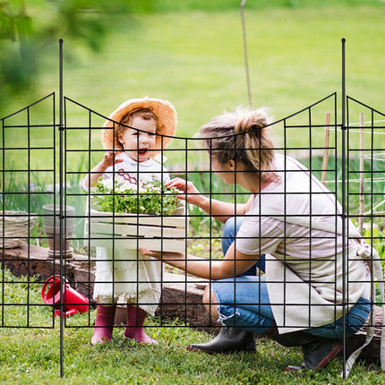 Garden Fence, 75×93 cm Animal Barrier Fence, Underground Decorative Garden Fencing with 6.38 cm Spike Spacing, Metal Dog Fence for the Yard and Outdoor Patio, 5 Pack.