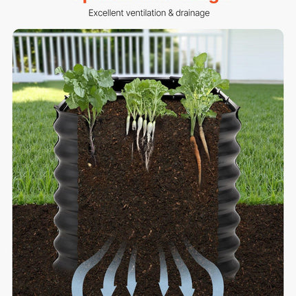 Metal Raised Garden Bed, 8 x 2 x 2 ft Outdoor Galvanized Planter Box, with Open Bottom, Large Oval Planter Raised Bed for Gardening Vegetables, Flowers, Herbs, and Succulent Plants, Dark Gray.