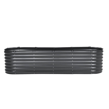Metal Raised Garden Bed, 8 x 2 x 2 ft Outdoor Galvanized Planter Box, with Open Bottom, Large Oval Planter Raised Bed for Gardening Vegetables, Flowers, Herbs, and Succulent Plants, Dark Gray.