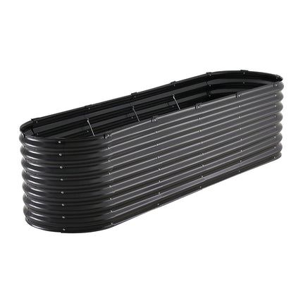Metal Raised Garden Bed, 8 x 2 x 2 ft Outdoor Galvanized Planter Box, with Open Bottom, Large Oval Planter Raised Bed for Gardening Vegetables, Flowers, Herbs, and Succulent Plants, Dark Gray.