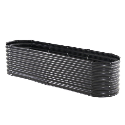 Metal Raised Garden Bed, 8 x 2 x 2 ft Outdoor Galvanized Planter Box, with Open Bottom, Large Oval Planter Raised Bed for Gardening Vegetables, Flowers, Herbs, and Succulent Plants, Dark Gray.