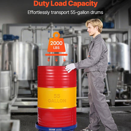 55 Gallon Drum Dolly 2000 lbs Barrel Dolly Cart Drum Caddy 4 Caster Wheels.