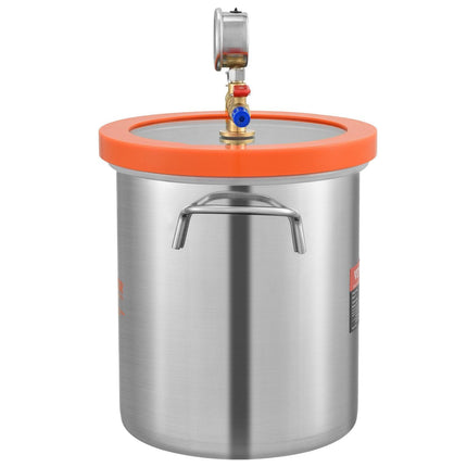 5 Gallon Vacuum Chamber, Upgraded Tempered Glass Lid Vacuum Degassing Chamber, 304 Stainless Steel Chamber, for Stabilizing Wood, Resin Degassing, Silicone Degassing and Plaster Degassing.