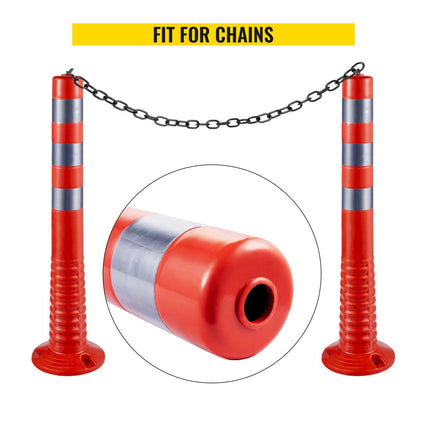 Traffic Delineator Posts Flexible Channelizer Cone 30" Spring Post 6PCS.