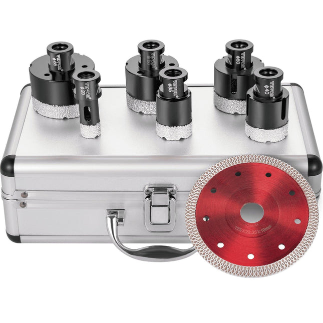 Diamond Drill Bits 6PCS Diamond Hole Saw 20/35/40/50/55/68mm Tile Hole Saw Kit Vacuum Brazed Diamond Drill Bit 0.59in/15mm Segment Tile Hole Saw w Storage Case for Tile Ceramic Porcelain Marble.