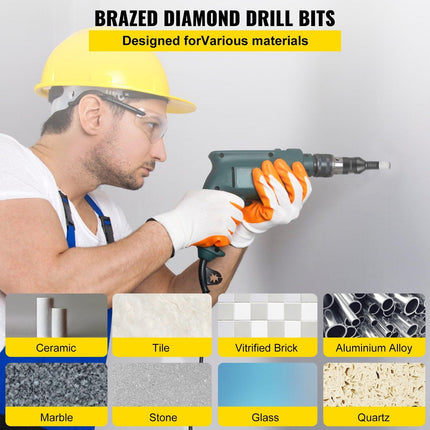 Diamond Drill Bits 7PCS Diamond Hole Saw 6/6/8/8/10/12/14mm Tile Hole Saw Kit Vacuum Brazed Diamond Drill Bit 0.59in/15mm Segment Tile Hole Saw w Storage Case for Tile Ceramic Porcelain Marble.
