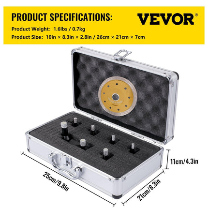 Diamond Drill Bits 7PCS Diamond Hole Saw 6/6/8/8/10/12/14mm Tile Hole Saw Kit Vacuum Brazed Diamond Drill Bit 0.59in/15mm Segment Tile Hole Saw w Storage Case for Tile Ceramic Porcelain Marble.