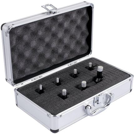Diamond Drill Bits 7PCS Diamond Hole Saw 6/6/8/8/10/12/14mm Tile Hole Saw Kit Vacuum Brazed Diamond Drill Bit 0.59in/15mm Segment Tile Hole Saw w Storage Case for Tile Ceramic Porcelain Marble.