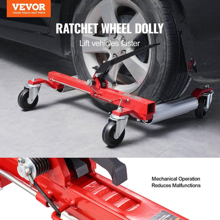 Wheel Dolly, Max Capacity 1500 Lbs Car Dolly, Car Jack Dolly Lifter with 360° Rotatable Wheels, Heavy Duty Vehicle Positioning Ratchet Tire Jack, for Vehicle Car Auto Repair Moving.