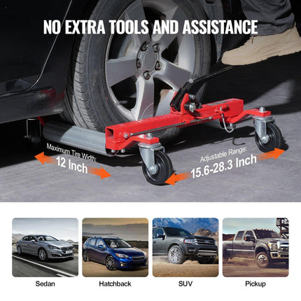 Wheel Dolly, Max Capacity 1500 Lbs Car Dolly, Car Jack Dolly Lifter with 360° Rotatable Wheels, Heavy Duty Vehicle Positioning Ratchet Tire Jack, for Vehicle Car Auto Repair Moving.