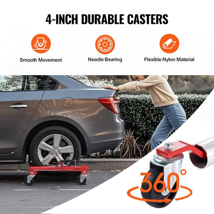 Wheel Dolly, Max Capacity 1500 Lbs Car Dolly, Car Jack Dolly Lifter with 360° Rotatable Wheels, Heavy Duty Vehicle Positioning Ratchet Tire Jack, for Vehicle Car Auto Repair Moving.