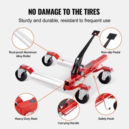 Wheel Dolly, Max Capacity 1500 Lbs Car Dolly, Car Jack Dolly Lifter with 360° Rotatable Wheels, Heavy Duty Vehicle Positioning Ratchet Tire Jack, for Vehicle Car Auto Repair Moving.
