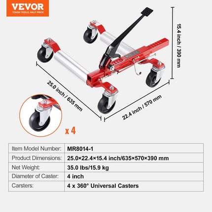 Wheel Dolly, Max Capacity 1500 Lbs Car Dolly, Car Jack Dolly Lifter with 360° Rotatable Wheels, Heavy Duty Vehicle Positioning Ratchet Tire Jack, for Vehicle Car Auto Repair Moving.