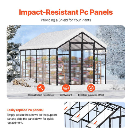 Polycarbonate Greenhouse 8 x 12 Ft Outdoor Walk-in Greenhouse for Garden.