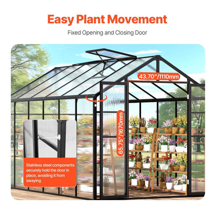 Polycarbonate Greenhouse 8 x 12 Ft Outdoor Walk-in Greenhouse for Garden.