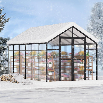 Polycarbonate Greenhouse 8 x 12 Ft Outdoor Walk-in Greenhouse for Garden.