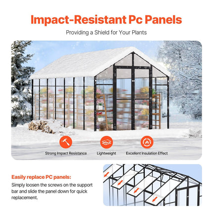 Polycarbonate Greenhouse 8 x 14 Ft Outdoor Walk-in Greenhouse for Garden.