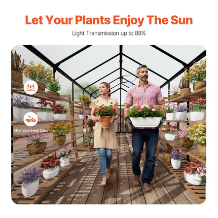 Polycarbonate Greenhouse 8 x 14 Ft Outdoor Walk-in Greenhouse for Garden.