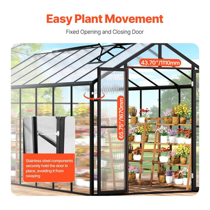 Polycarbonate Greenhouse 8 x 14 Ft Outdoor Walk-in Greenhouse for Garden.