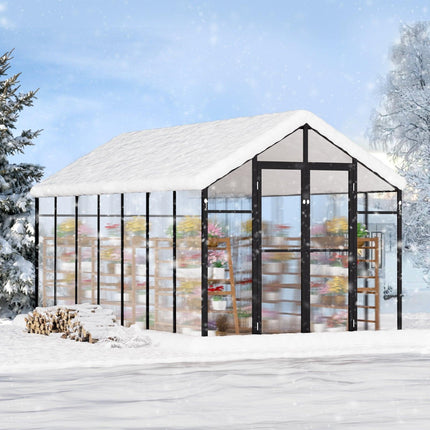 Polycarbonate Greenhouse 8 x 14 Ft Outdoor Walk-in Greenhouse for Garden.