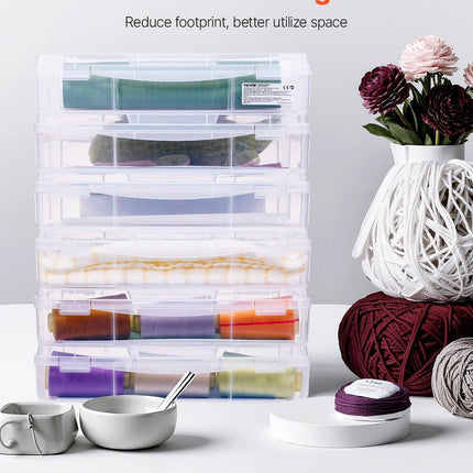 Scrapbook Paper Storage 6 Pack Stackable Plastic Board Game Boxes Clear Case.