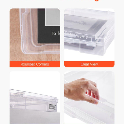 Scrapbook Paper Storage 6 Pack Stackable Plastic Board Game Boxes Clear Case.