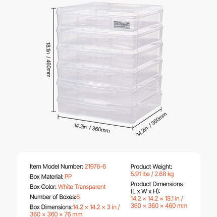 Scrapbook Paper Storage 6 Pack Stackable Plastic Board Game Boxes Clear Case.