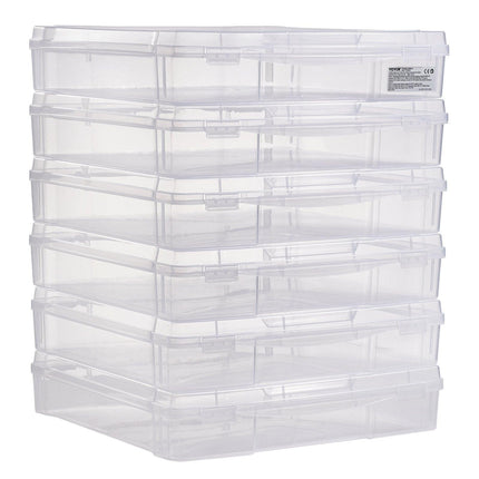 Scrapbook Paper Storage 6 Pack Stackable Plastic Board Game Boxes Clear Case.