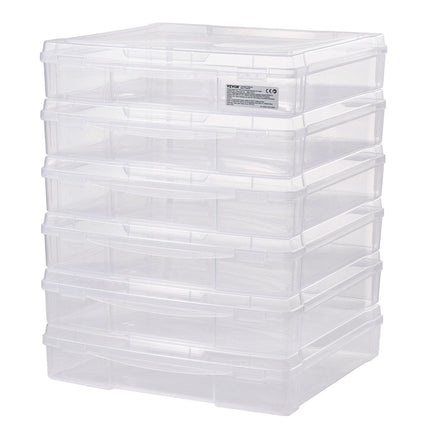 Scrapbook Paper Storage 6 Pack Stackable Plastic Board Game Boxes Clear Case.