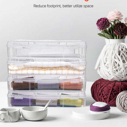 Scrapbook Paper Storage 4 Pack Stackable Plastic Board Game Boxes Clear Case.