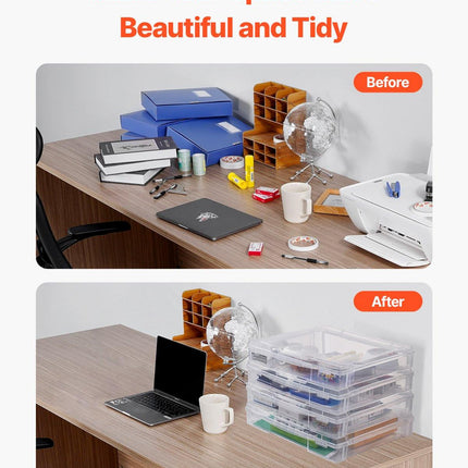 Scrapbook Paper Storage 4 Pack Stackable Plastic Board Game Boxes Clear Case.