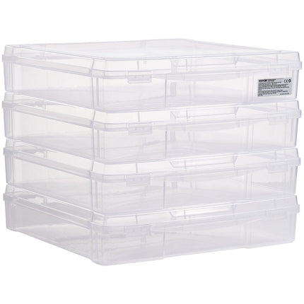 Scrapbook Paper Storage 4 Pack Stackable Plastic Board Game Boxes Clear Case.
