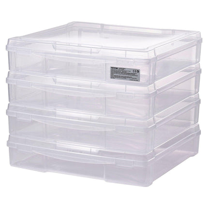 Scrapbook Paper Storage 4 Pack Stackable Plastic Board Game Boxes Clear Case.