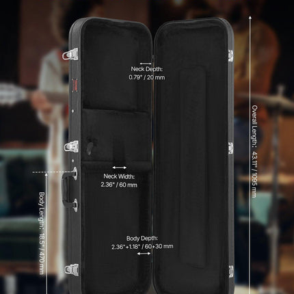 VEVOR Electric Guitar Hard Case, 1095 mm Rectangular Guitar Hard Case, With Lock Latch Keys Handle, PVC Padding Soft Lining Water-Resistant Hard Shell Guitar Cases, for 990 mm Electric Guitars, Black.