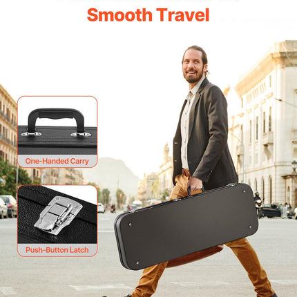 VEVOR Electric Guitar Hard Case, 1095 mm Rectangular Guitar Hard Case, With Lock Latch Keys Handle, PVC Padding Soft Lining Water-Resistant Hard Shell Guitar Cases, for 990 mm Electric Guitars, Black.