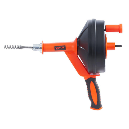 VEVOR Drain Auger 25ft 1/4in Drum Plumbing Drain Snake Clog Remover Manual-feed.