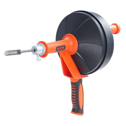 VEVOR Drain Auger 25ft 1/4in Drum Plumbing Drain Snake Clog Remover Manual-feed.