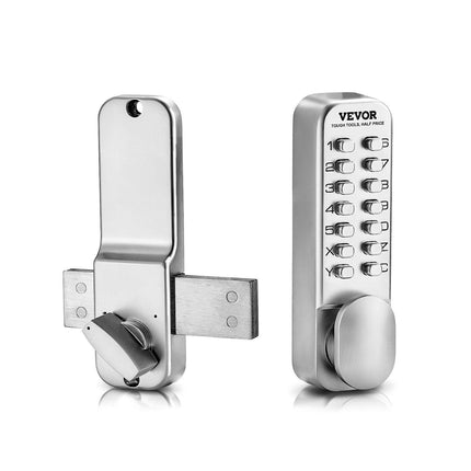 Mechanical Keyless Entry Door Lock, 14 Key Mechanical Door Lock, Mechanical Keypad Door Lock with Adjustable Thumb Knob, Single-Side Zinc Alloy Waterproof Keyless Gate Lock, for Home Office.