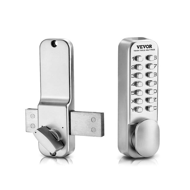 Mechanical Keyless Entry Door Lock, 14 Key Mechanical Door Lock, Mechanical Keypad Door Lock with Adjustable Thumb Knob, Single-Side Zinc Alloy Waterproof Keyless Gate Lock, for Home Office.