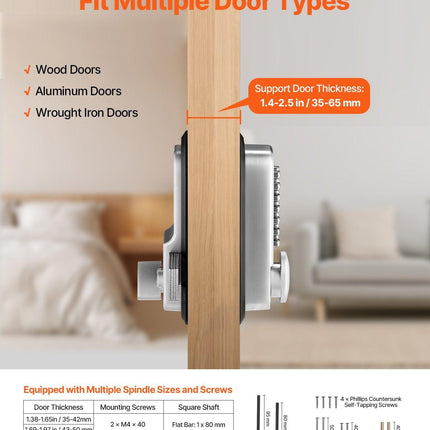 Mechanical Keyless Entry Door Lock, 14 Key Mechanical Door Lock, Mechanical Keypad Door Lock with Adjustable Thumb Knob, Single-Side Zinc Alloy Waterproof Keyless Gate Lock, for Home Office.
