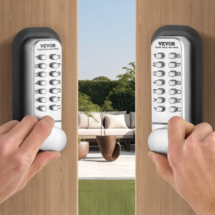 Mechanical Keyless Entry Door Lock, 14 Key Mechanical Door Lock, Mechanical Keypad Door Lock with Adjustable Thumb Knob, Single-Side Zinc Alloy Waterproof Keyless Gate Lock, for Home Office.